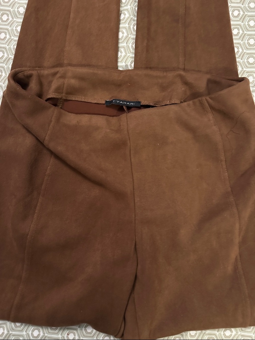 T Tahari Brown Faux-Suede Wide Leg Pants Free Shipping